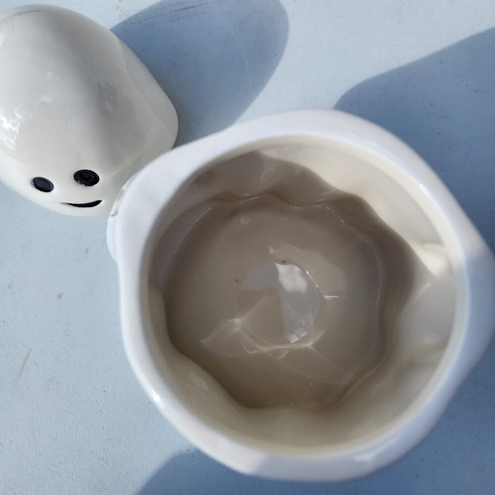 NEW Ceramic Ghost Cookie Jar Treat Food Storage Candy Kitchen Decor White Party - Picture 6 of 14